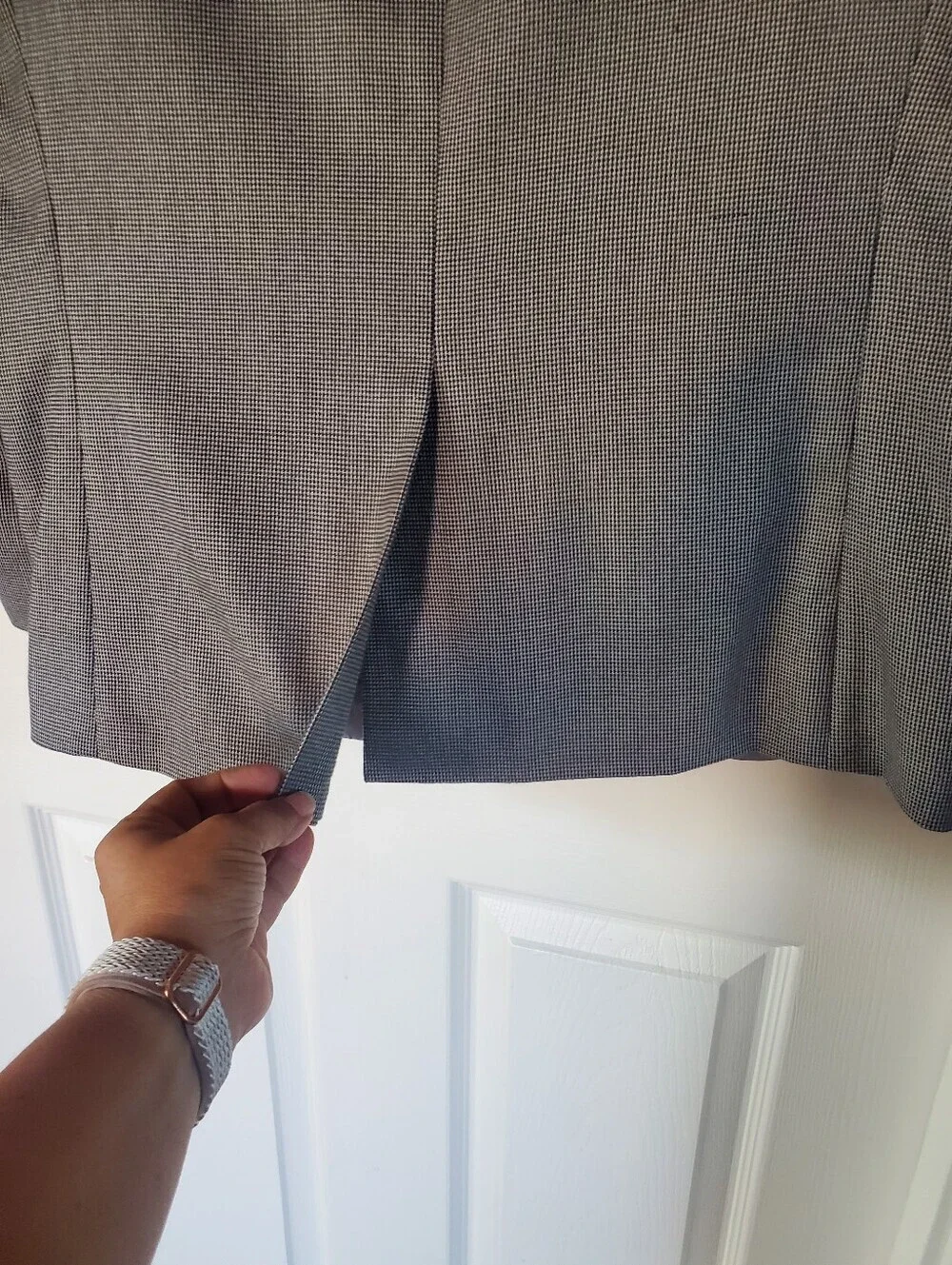 Lauren Ralph Lauren Houndstooth Gray Sport Jacket Office Career Two-Button 38S